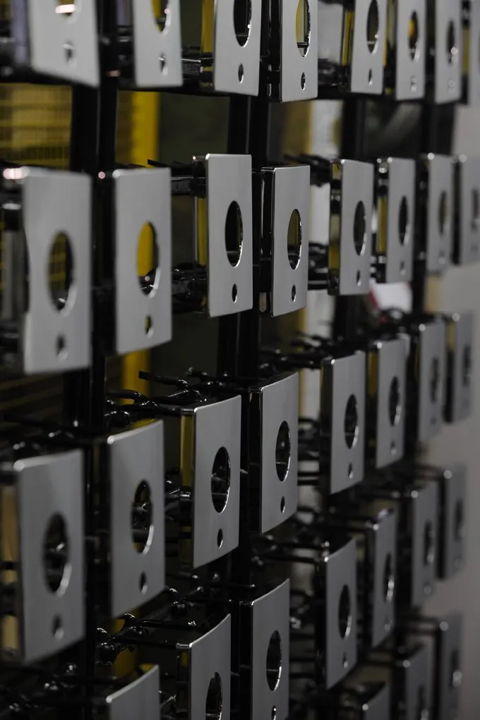 Chrome-plated parts on Effebiesse production racks