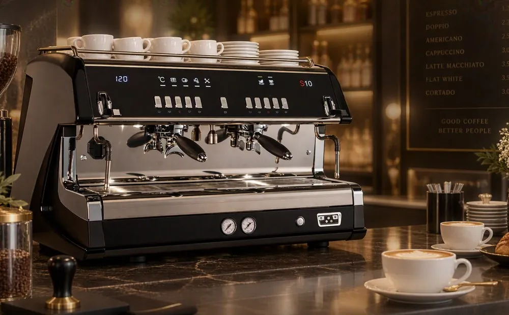 Espresso machine on the counter of an elegant café