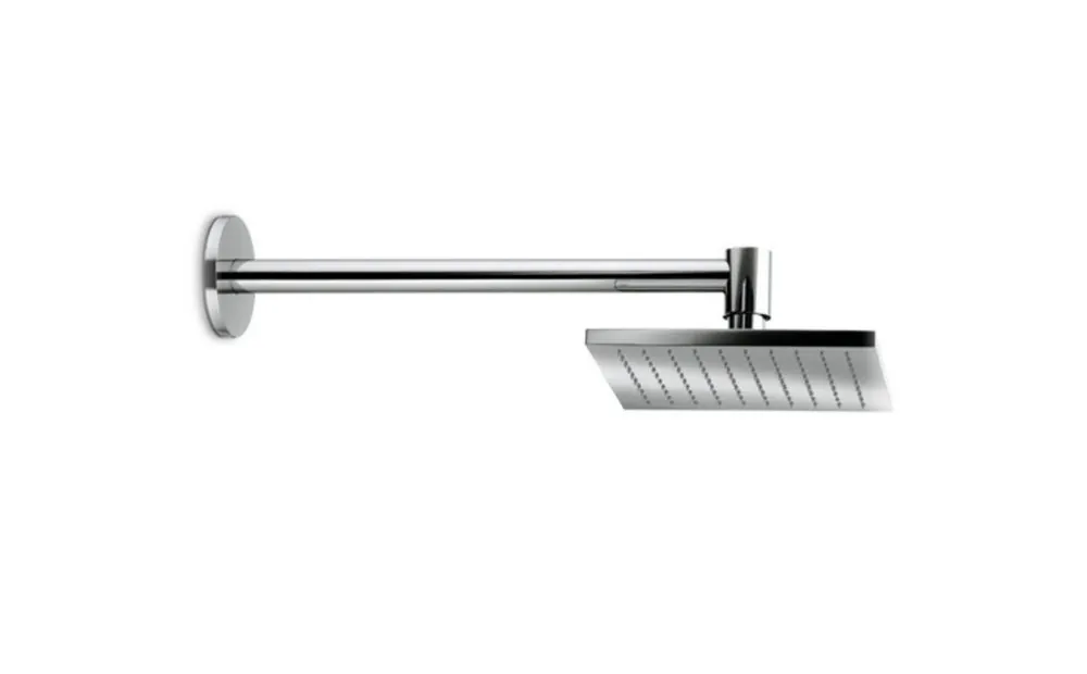Square shower head with wall arm